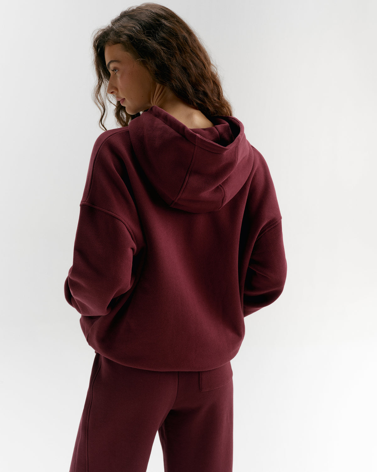 Classic Relaxed Zip Through Hoodie - Damson